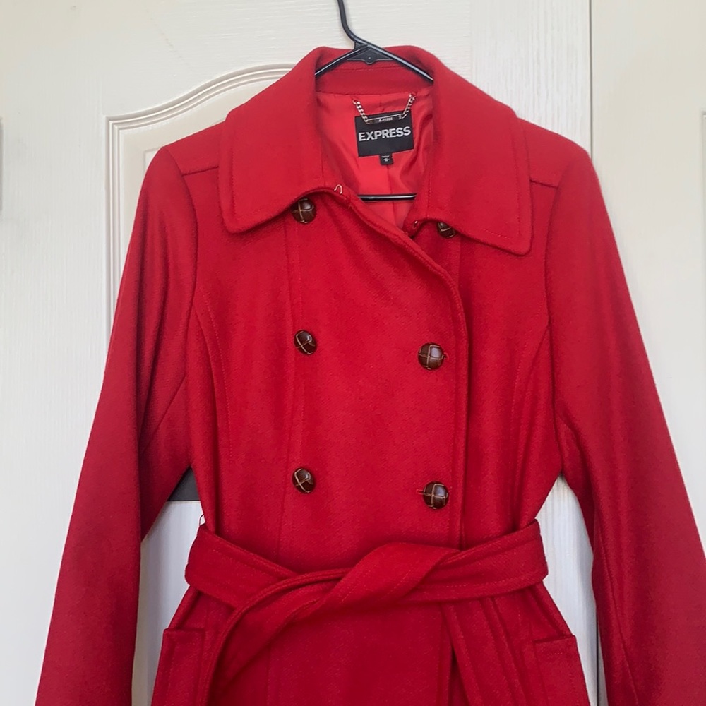 Express Red Pea Coat. Medium.